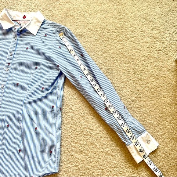 BROOKS BROTHERS Red Fleece Rose Embroidered Striped Button Down Shirt—SZ. 4 - Picture 12 of 14